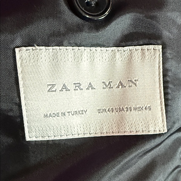 Zara Man Dark Gray Plain Blazer, sz 36 - Picture 3 of 9
